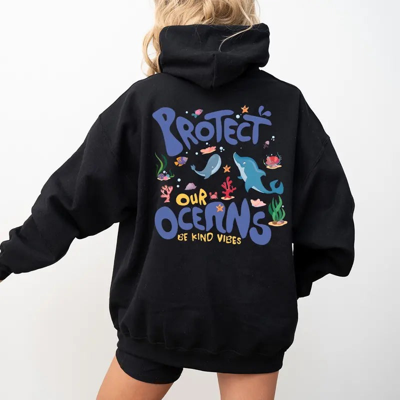 Protect Our Oceans Hoodie, Save The Ocean Shirt,  Beach T-Shirt, Coconut Girl Aesthetic Shirt, Surf Sweatshirt