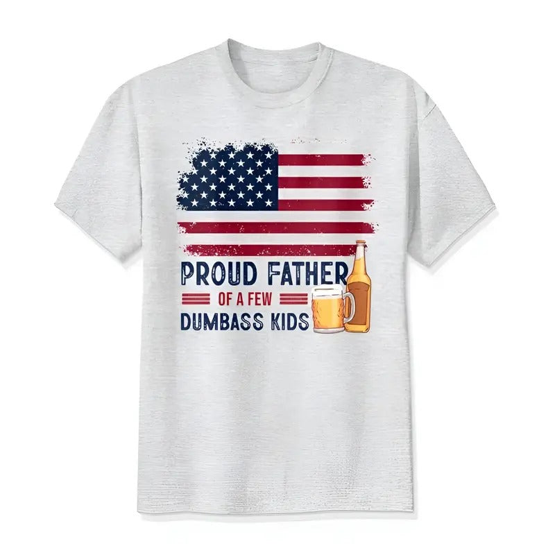 Proud Father Of A Few Dumbass Kids Retro Funny Beer-Loving Dad Shirt, Father's Day Gift, Unisex Relaxed Fit, Printed in...