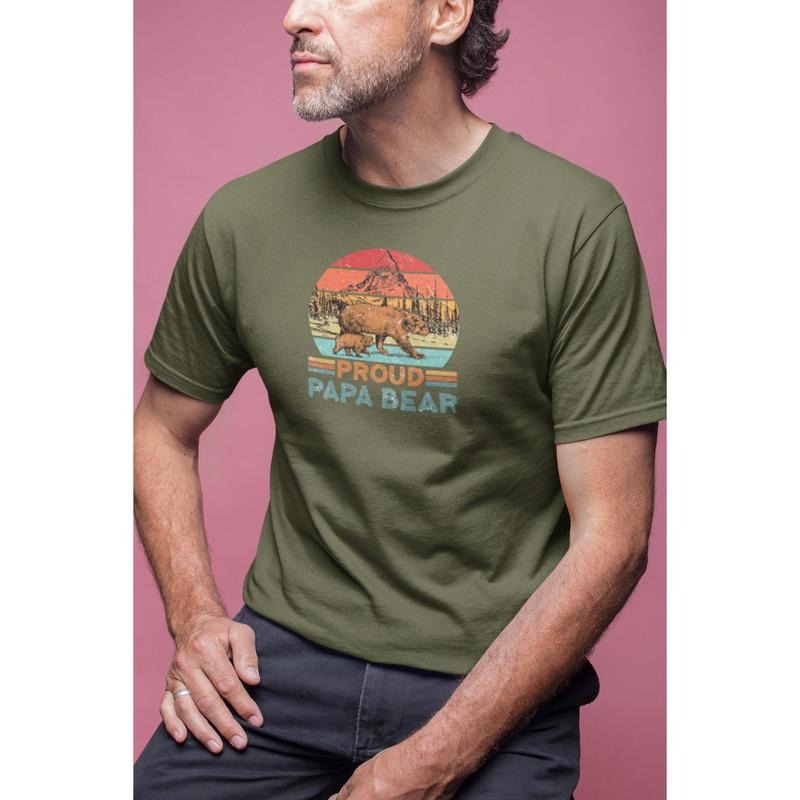 Proud Papa Bear Personalized Dad Tshirt Gift For Dad Father's Day Shirt Pregnancy Announcement For Dad Cool Dad Dad...