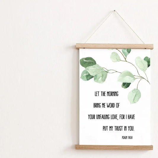 Psalm 143:8 Print, Bible Quote Art, Watercolor Greenery Scripture Poster Prints No Frame, Gifts For Family Friend Bedroom...