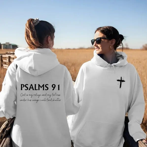Psalm 91 Hoodie, Bible Verse Hoodie, Religious Hoodie, Trendy Christian Hoodie, Jesus Love Hoodie, Faith Based Hoodie,...