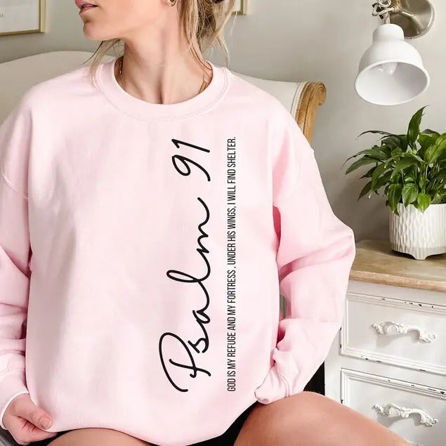 Psalm 91 Sweatshirt| Bible Verse Sweatshirt | Faith Based Shirts Christian Merch Faith Sweatshirt | Bible Verse  sweater...