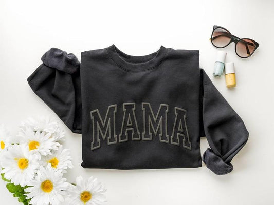 Puff Print Mama Sweatshirt, Custom Mom Shirt, Personalized Mother's Day Sweatshirt, Mom Shirt, Mama Crewneck, Puff Print...