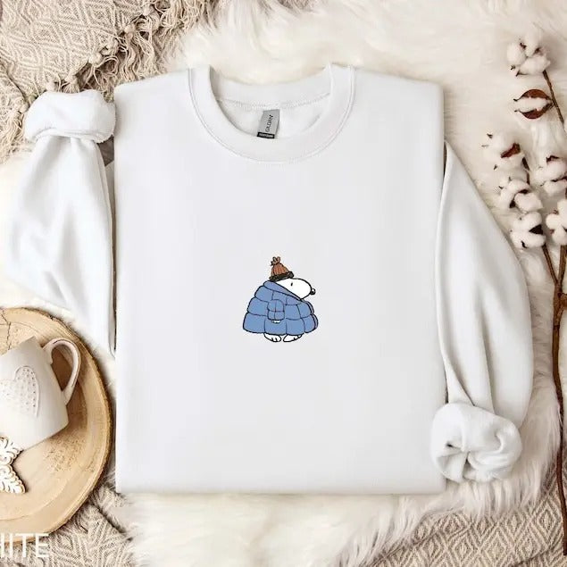 Puffer Jacket Hoodie, Sweatshirt, Winter Shirt, Christmas Crewneck, Cute Christmas Dog Lover Gift | WearSparks.com