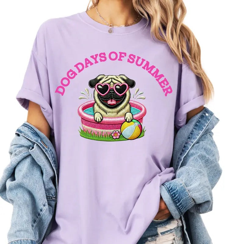 Pug Dog Days of Summer Shirt ~ Unisex Apparel Relaxed Fit Printed In The USA Clothing Womenswear Casual Comfort Cotton...
