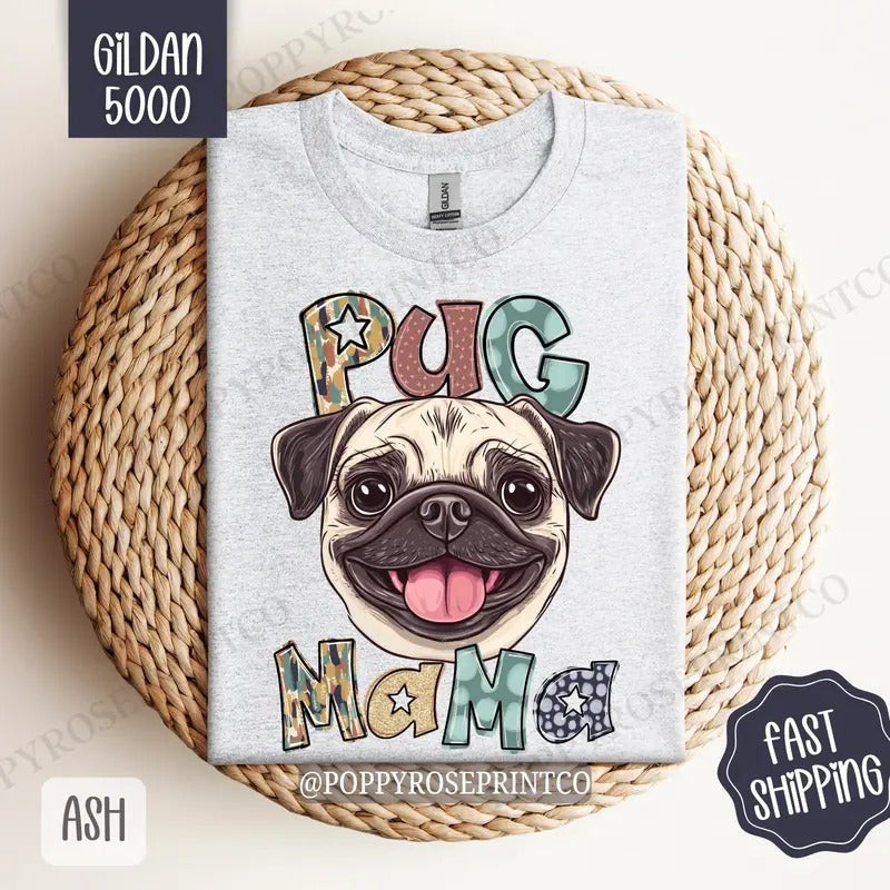 Pug Mama Shirt Gildan, Dog Mom Women's Tee, Cute Mama Women's Tshirt Plus Sizes Hoodie, Sweatshirt | WearSparks.com