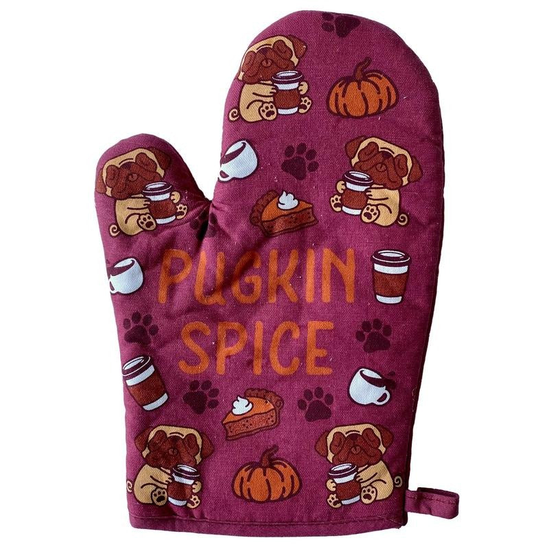 Pugkin Spice Oven Mitt Funny Fall Autumn Pumpkin Spice Latte Dog Love Pug Kitchen Glove Funny Graphic Kitchenwear Coffee ...