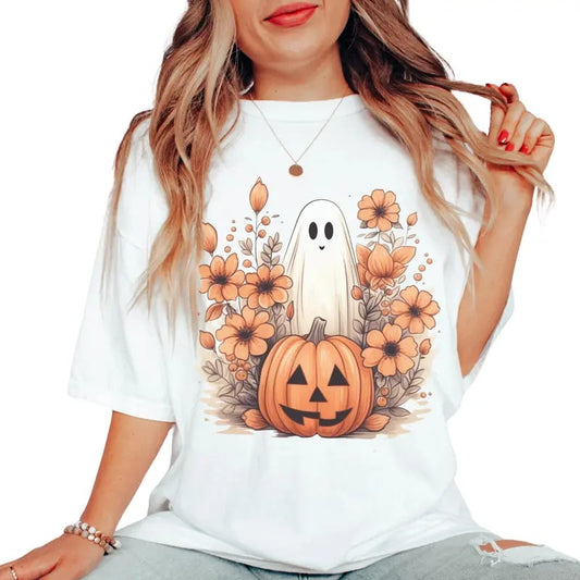 Pumpkin Ghost Halloween shirt, Halloweeen T-shirt. Funny tee for Spooky Season! Holiday Apparel, iPrintasty Halloween...