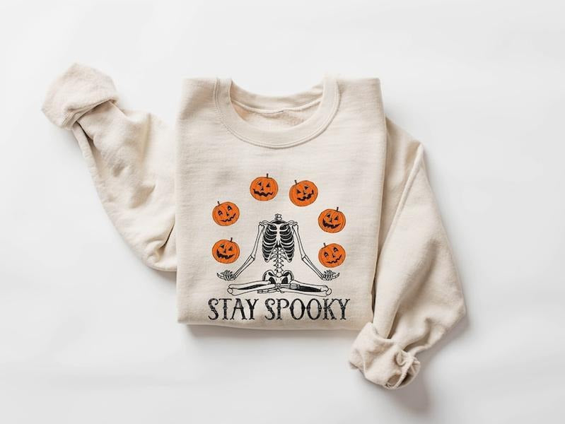 Pumpkin Halloween Sweatshirt, Skeleton Halloween Shirt, Pumpkin Shirt, Fall Sweatshirt for Women,Halloween gift for woman...