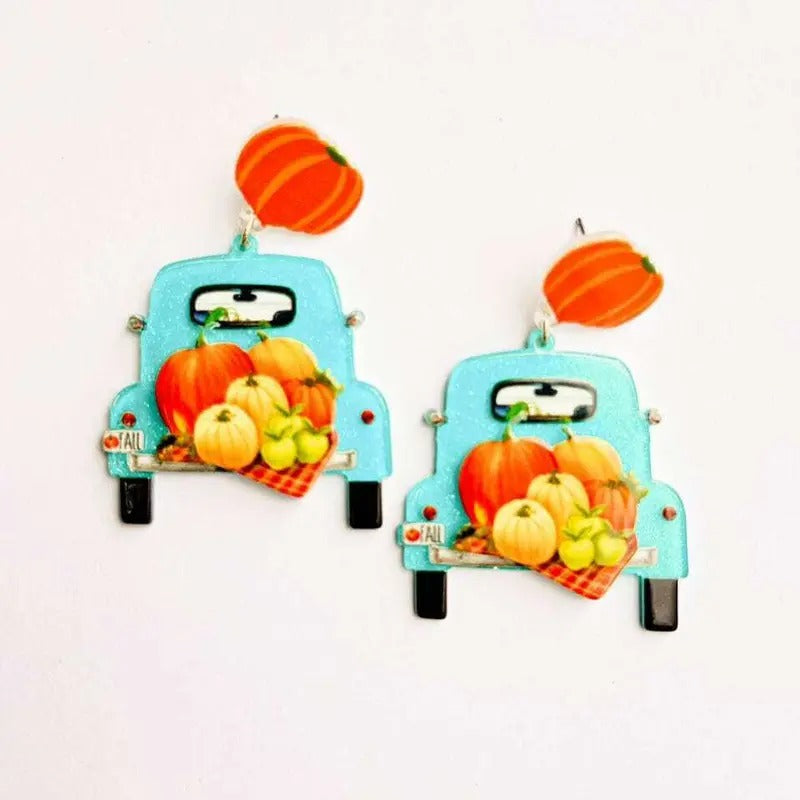 Pumpkin Harvest Truck Earrings T-Shirts, Hoodie, Sweatshirt | WearSparks.com