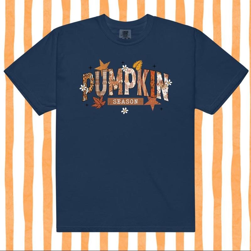Pumpkin Season Fall Tee - Comfort Colors Unisex Apparel Relaxed Fit Printed In The USA Clothing Womenswear Casual Comfort...