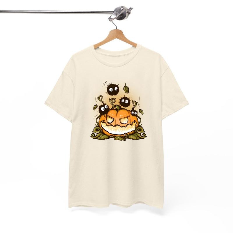 Pumpkin Soot Sprite Halloween Tee, Halloween Black Soots , Cute Spooky Ghibli Shirt, Kawaii Fall Aesthetic T-Shirt, Soot...