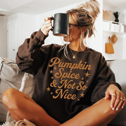 Pumpkin Spice And Not So Nice Sweatshirt Funny Fall Sweater Retro Autumn Cozy Thanksgiving Sweatshirt Fall Coffee Gift...