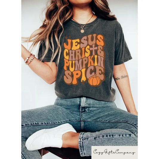 Pumpkin Spice Jesus Christ Sweater, Pumpkin Spice Tshirt, Fall Christian Hoodie, Autumn Sweatshirt, Bible Verse Fall Tee,...