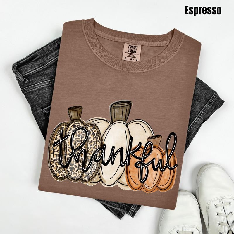 Pumpkin Thankful Trio Comfort Colors T-Shirt 'NLB' Hoodie, Sweatshirt | WearSparks.com