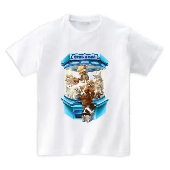 Puppies Playing in Dog Dispense Blue Vending Machine - Short Sleeve Unisex, Men Made in USA T-Shirts, Hoodie, Sweatshirt