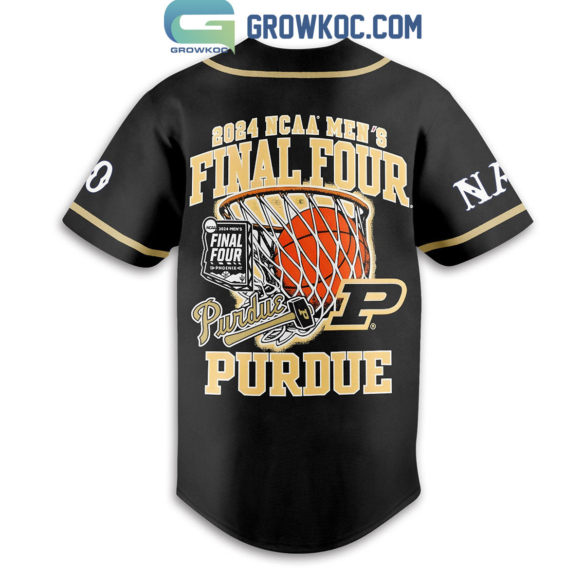 Purdue Boilermakers 2024 MCAA Men’s Final Four Personalized Baseball Jersey
