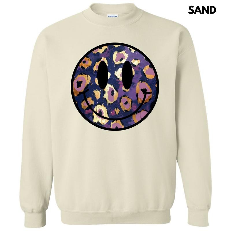 Purple & Gold Cheetah Happy Face Sweatshirt 'NLB' T-Shirts, Hoodie | WearSparks.com