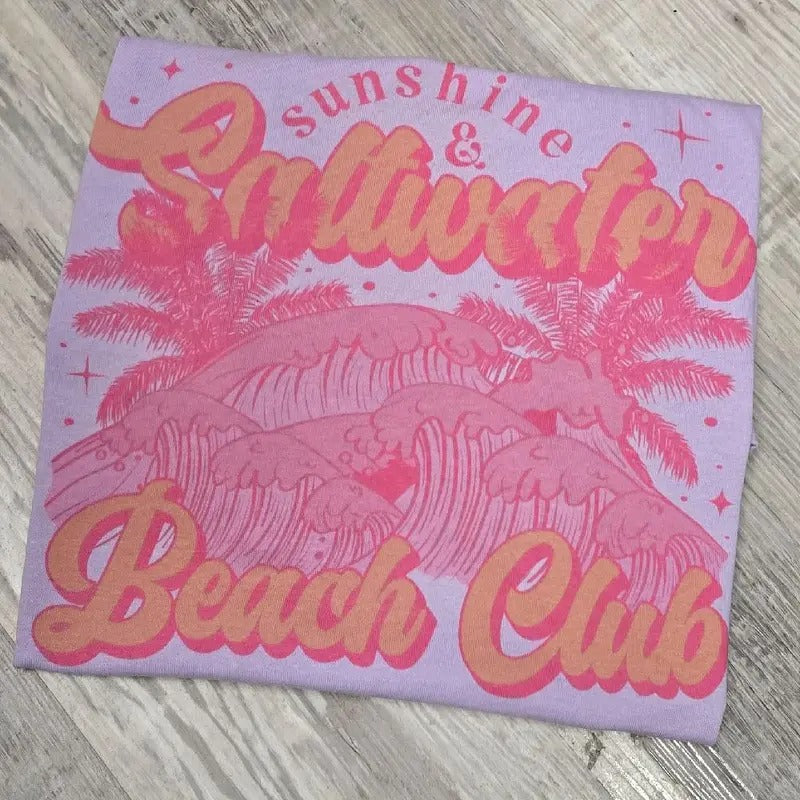 Purple - Sunshine & saltwater Beach club graphic tee Hoodie, Sweatshirt | WearSparks.com