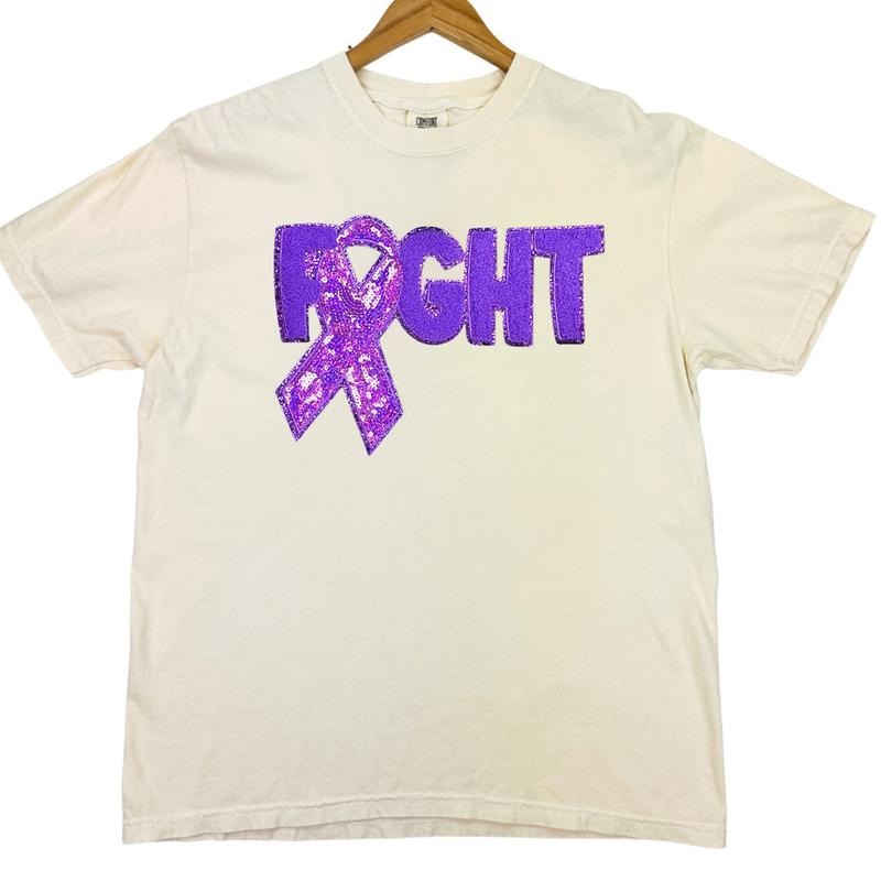 Purple Fighting Ribbon Patch Comfort Colors T-Shirt Hoodie, Sweatshirt | WearSparks.com