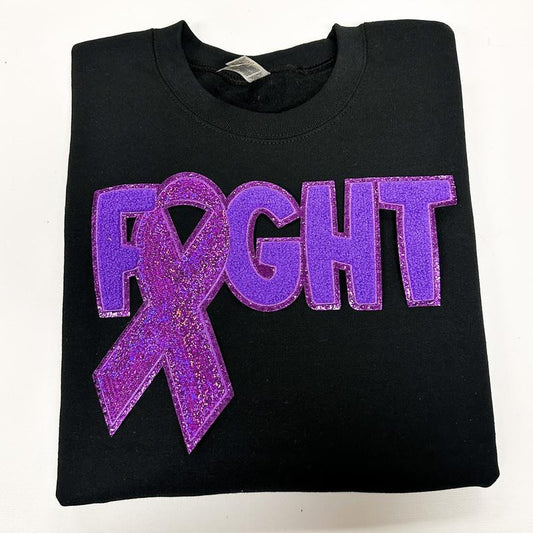 Purple Fighting Ribbon Patch Gildan Sweatshirt T-Shirts, Hoodie | WearSparks.com