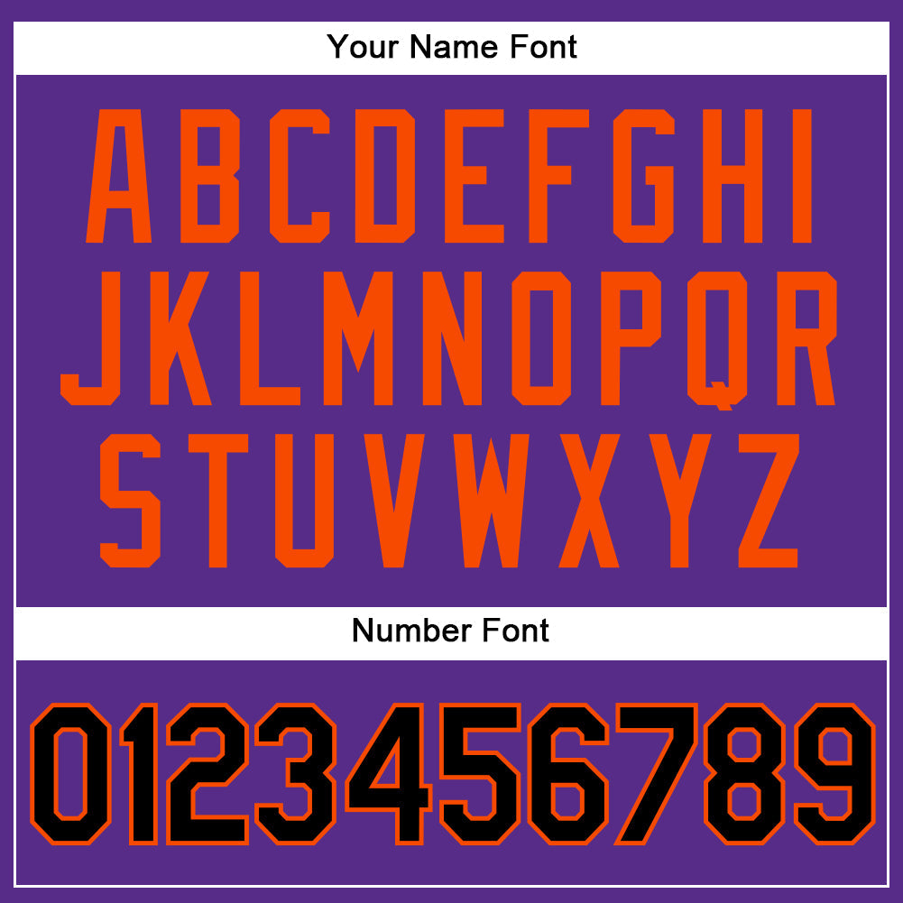 Custom Purple Black Pinstripe Orange Authentic Baseball Jersey