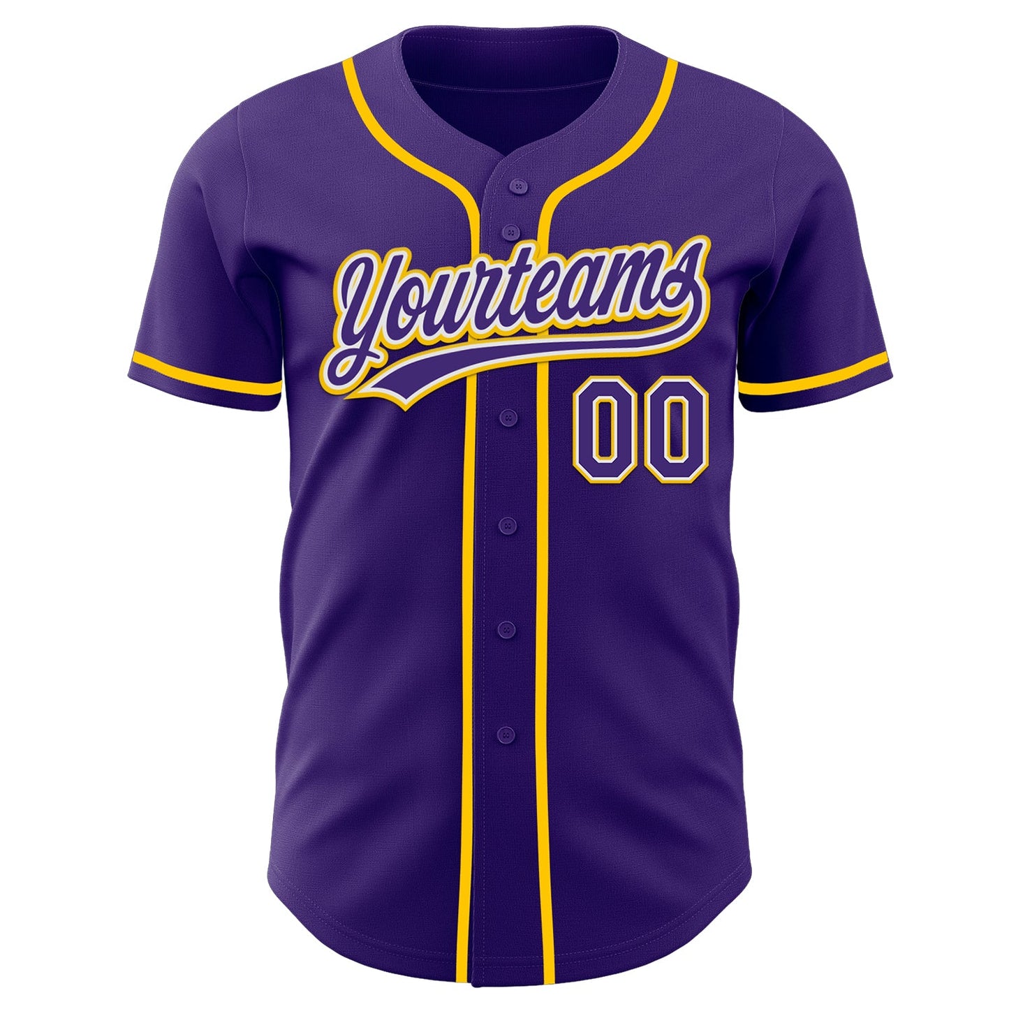 Custom Purple White-Yellow Authentic Baseball Jersey