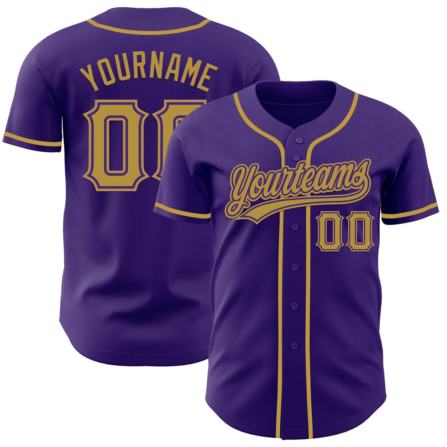 Custom Purple Old Gold Authentic Baseball Jersey