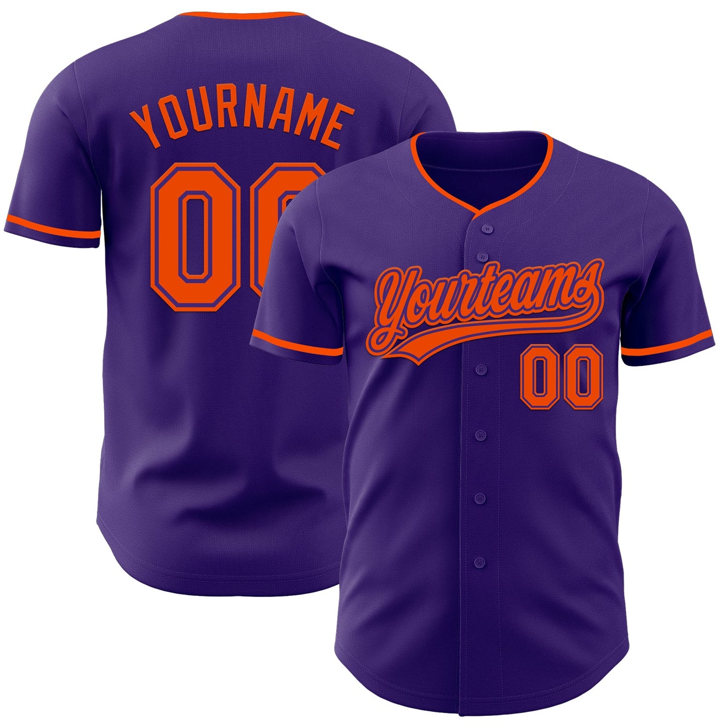 Custom Purple Orange Authentic Baseball Jersey