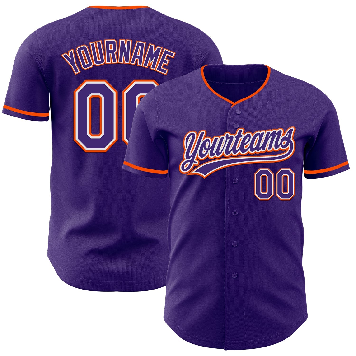 Custom Purple White-Orange Authentic Baseball Jersey