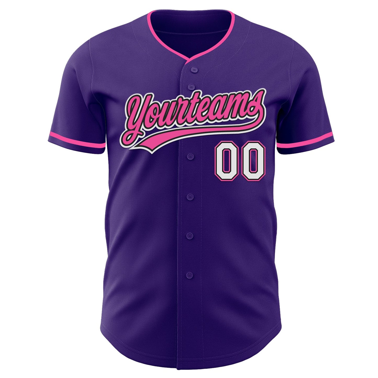 Custom Purple White Black-Pink Authentic Baseball Jersey