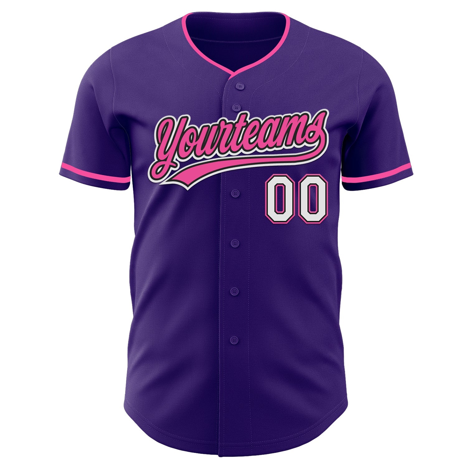 Custom Purple White Black-Pink Authentic Baseball Jersey