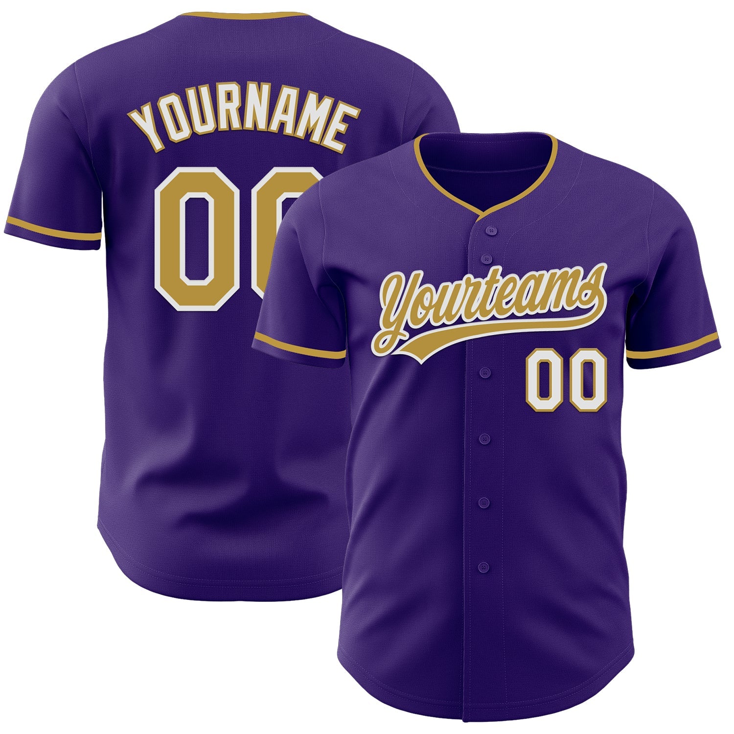 Custom Purple Old Gold-White Authentic Baseball Jersey