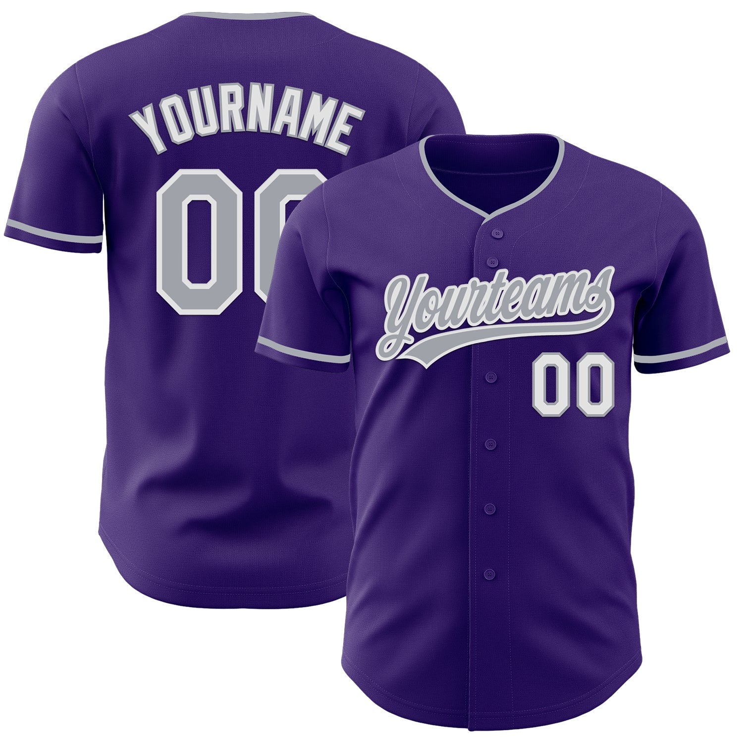 Custom Purple Gray-White Authentic Baseball Jersey