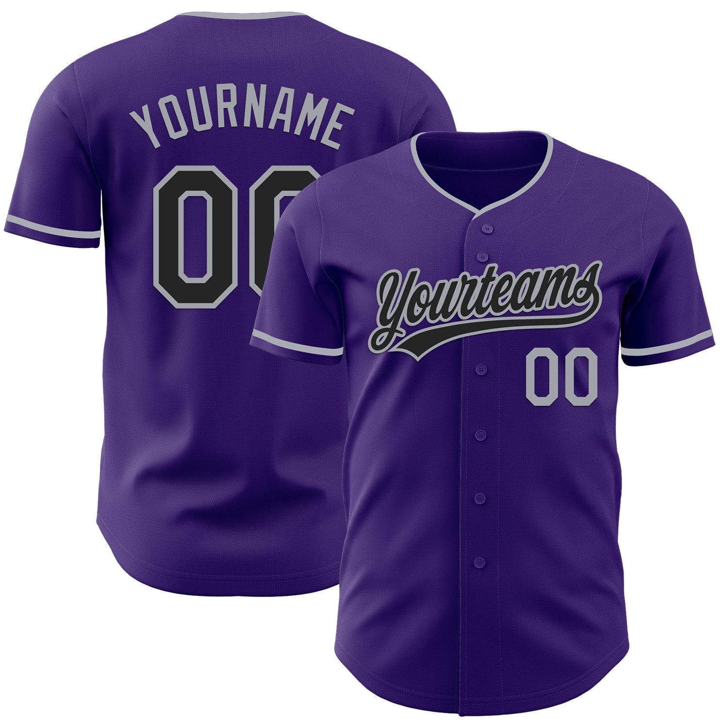 Custom Purple Black-Gray Authentic Baseball Jersey