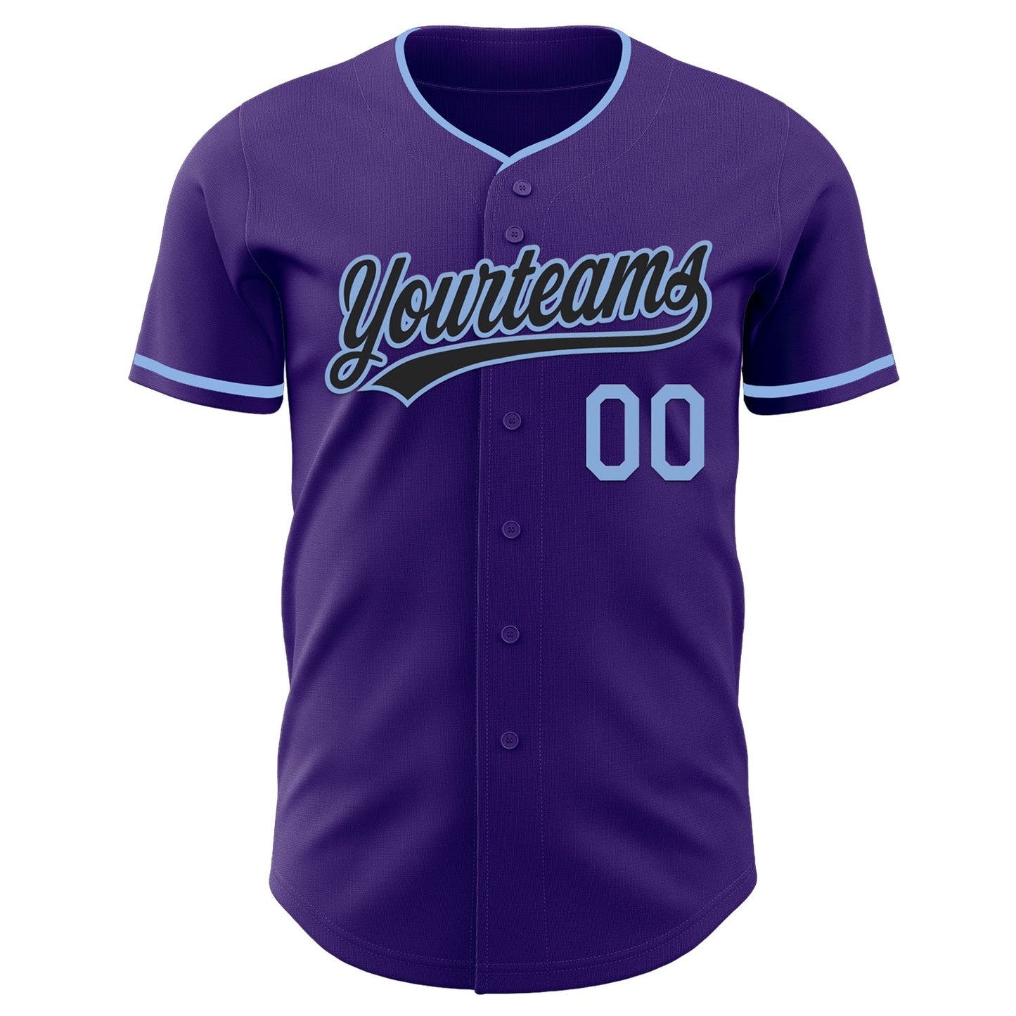 Custom Purple Black-Light Blue Authentic Baseball Jersey