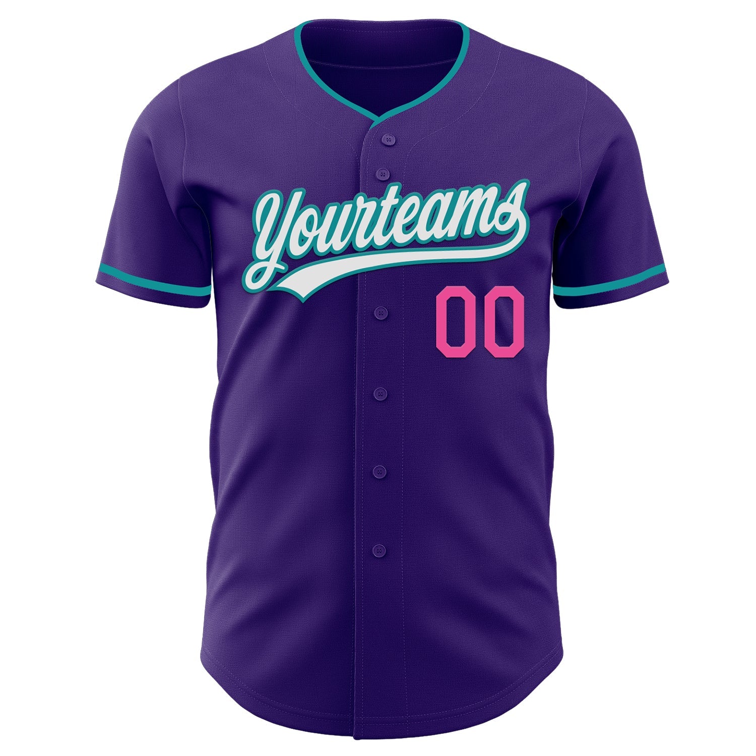 Custom Purple White Teal-Pink Authentic Baseball Jersey