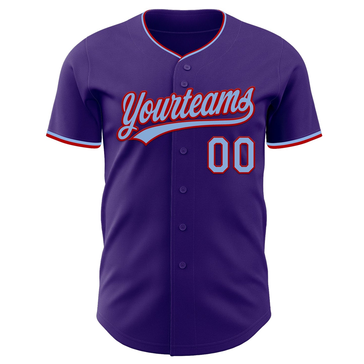 Custom Purple Light Blue-Red Authentic Baseball Jersey