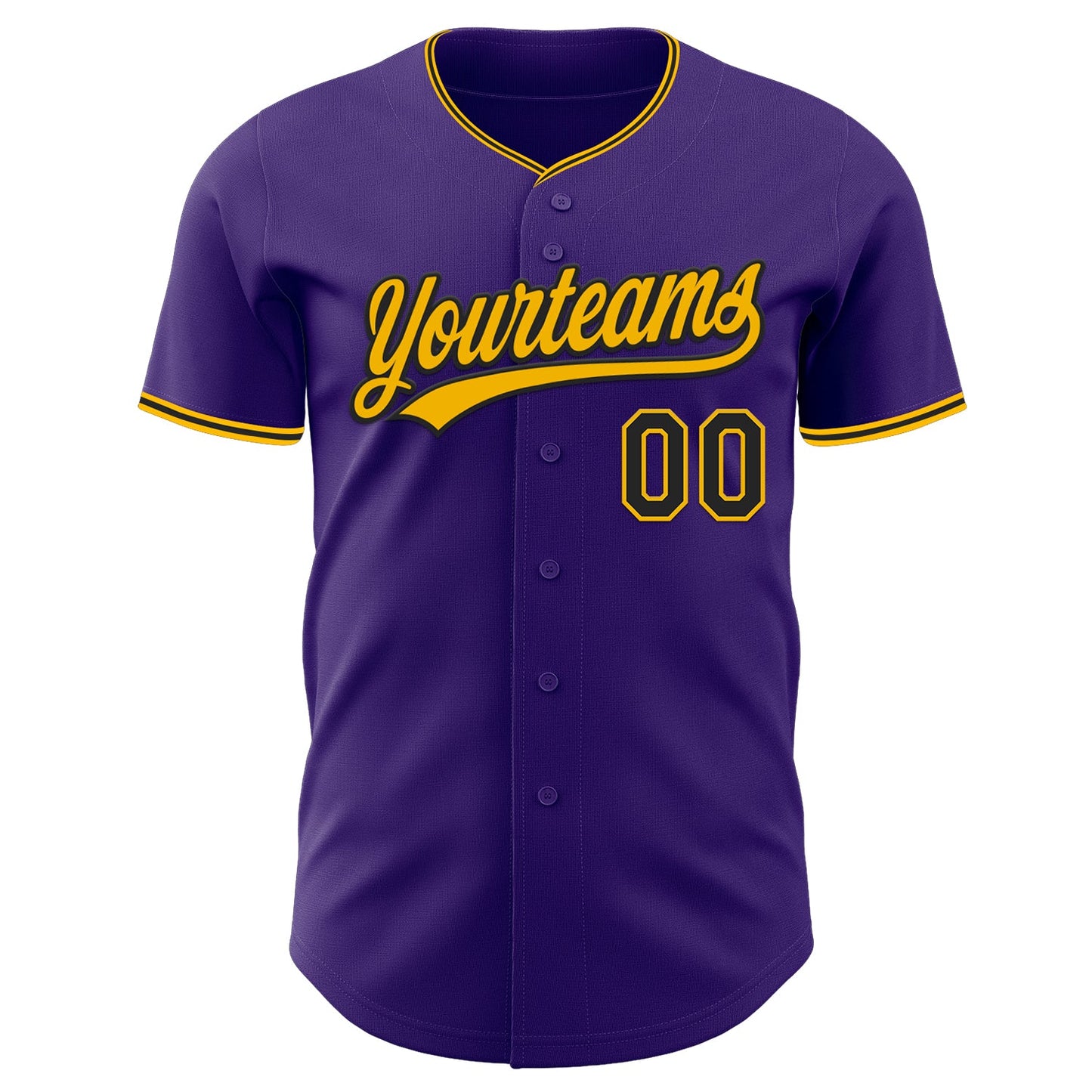 Custom Purple Black-Gold Authentic Baseball Jersey