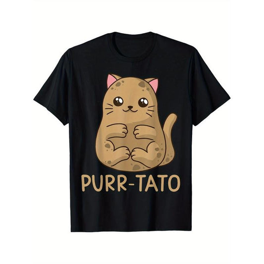 Purrtato Cat Potato Cat Lover Idaho Potatoes Printed T-shirt Comfortable Breathable, Casual Short Sleeve, Daily Wear, All...