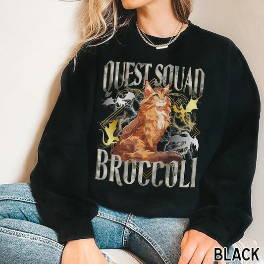 Quest Fantasy Squad Broccoli Funny Cat Sweatshirt T-Shirts, Hoodie | WearSparks.com