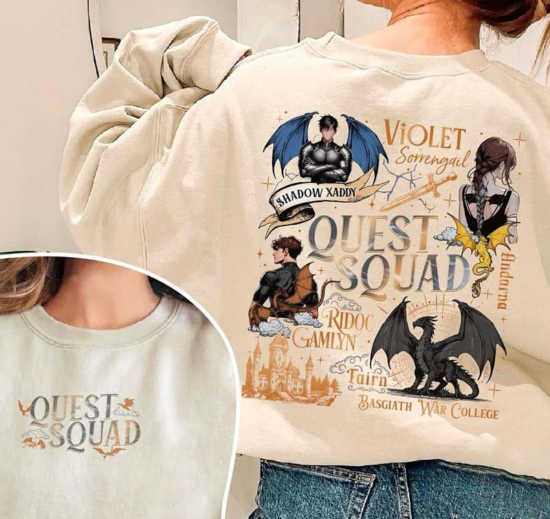 Quest Squad Broccoli Sweatshirt, Onyx Storm Shirt, Dragon Rider Sweater, Tairn And Andarna Shirt, Bookish Shirt, Fourth...