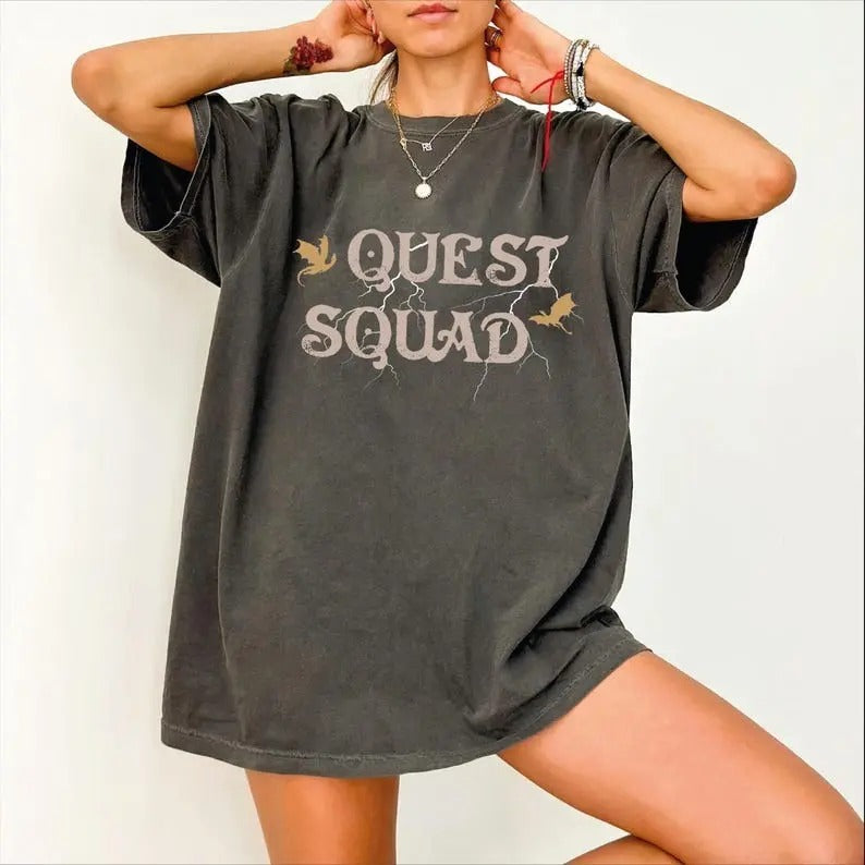 Quest Squad Comfort Colors Shirt, Fourth Wing Shirt, Onyx Storm Book Inspired Tee, Fantasy Reader Gift, Novel T-Shirt...