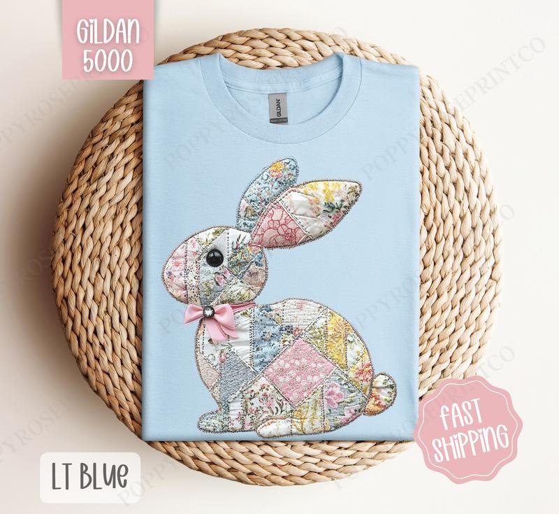 Quilted Bunny Gildan Shirt, Cute Easter Tshirt, Trendy Bunny Tee Hoodie, Sweatshirt | WearSparks.com
