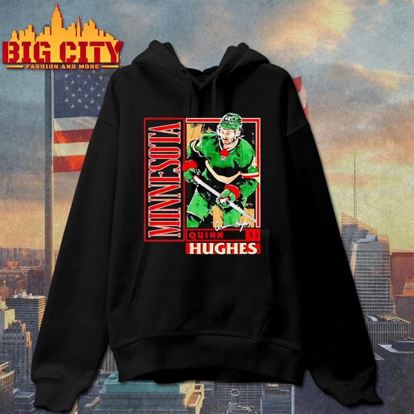 Quinn Hughes Minnesota Vintage Card signature shirt