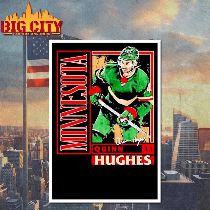 Quinn Hughes Minnesota Vintage Card signature shirt