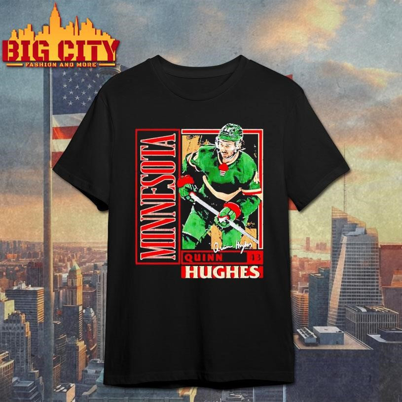 Quinn Hughes Minnesota Vintage Card signature shirt