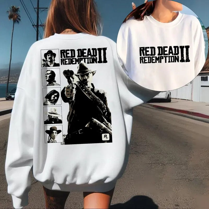 RDR2 Full Characters Shadow Vintage Sweatshirt, Arthur Morgan Red D*ad Redemption Shirt, Gift For Movies Lovers Casual...
