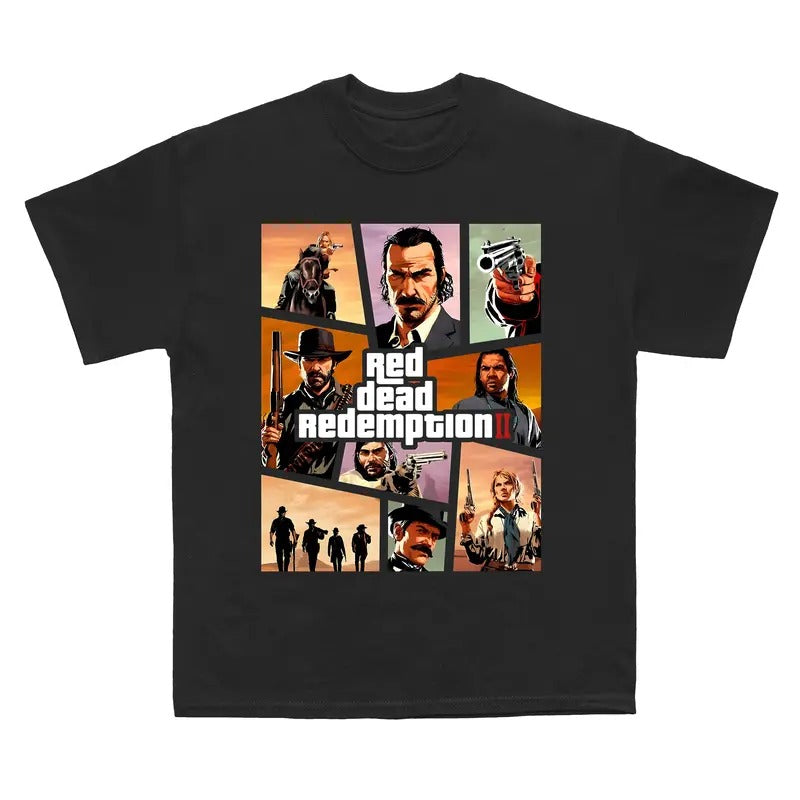 RDR2 Gaming Retro 90s T-Shirt, Arthur Morgan Red D*ad Redemption Shirt, Gift For Movies Lovers Casual Clothing Fabric...