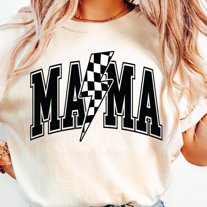 RETRO CHECKERED MAMA BOLT DISTRESSED TEE Hoodie, Sweatshirt | WearSparks.com